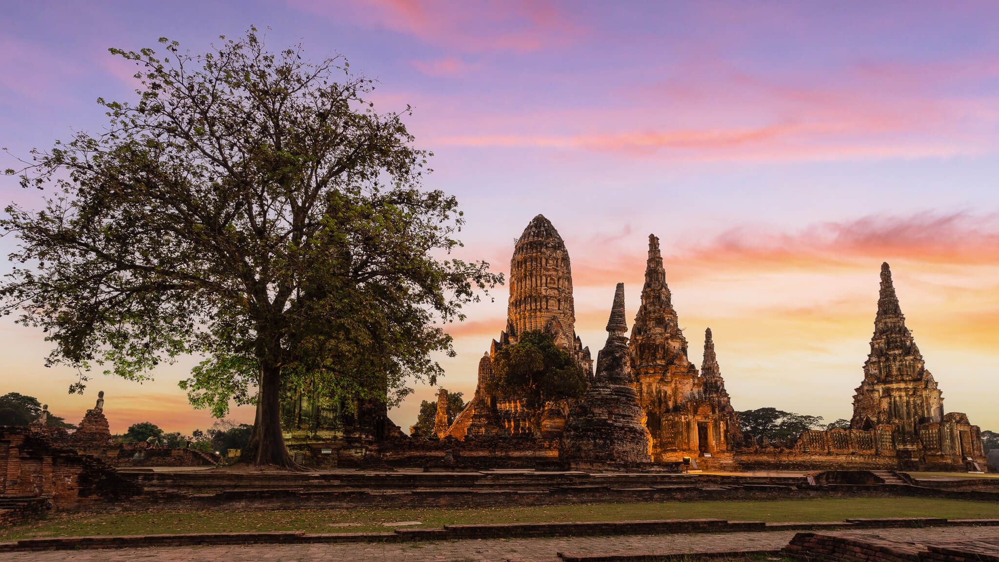 Beautiful view of the old temple in Ayutthaya, Thailand